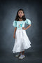 Girls Crop Top and Skirt Set Blue Chanderi Silk