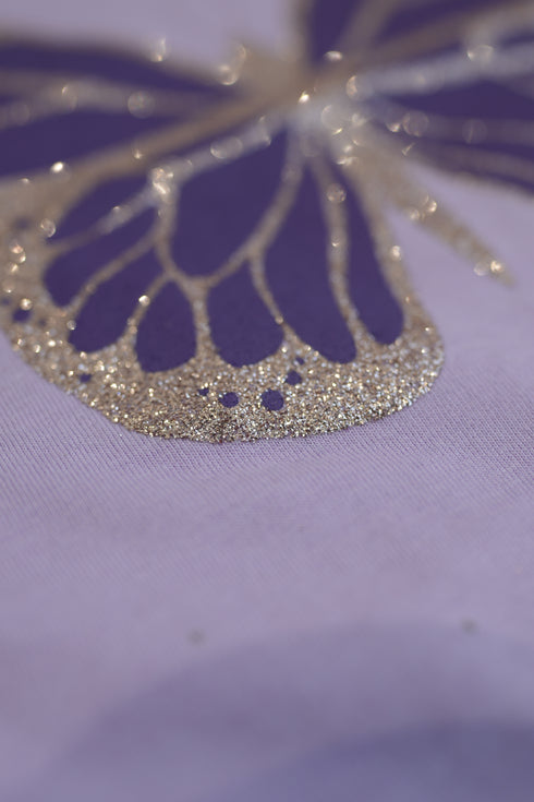 Butterfly Glitter Print Baby T-Shirt โ 100% Cotton Soft Tee for Baby Girls (6-24 Months)