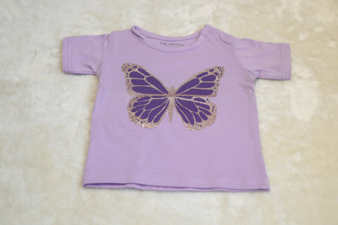 Butterfly Glitter Print Baby T-Shirt โ 100% Cotton Soft Tee for Baby Girls (6-24 Months)