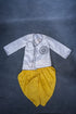 Boys Dhoti Kurta Set Yellow Chanderi Silk -Warli Print
