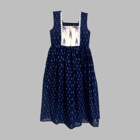 Girls Cotton Dress Frock with Ikat Flares