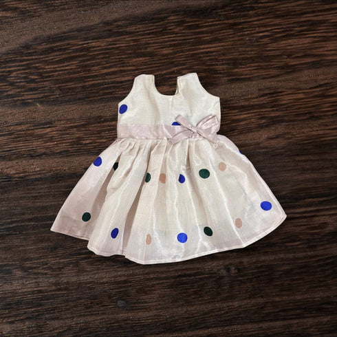 Set mundu style frock for toddler girl – white and gold cotton dress