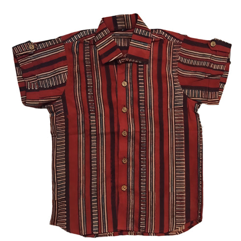 Premium Ajrakh Block Print Cotton Shirt for Boys (2-6 Years) – Handmade, Pure Cotton, Ethnic Style