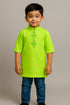 Pure Linen Block Print Green Kurta for Boys (2-7 Years) | Premium Kidswear