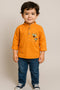 Handmade Kantha Embroidery Orange Short Kurta for Boys (2-7 Years) | Premium Handloom Cotton