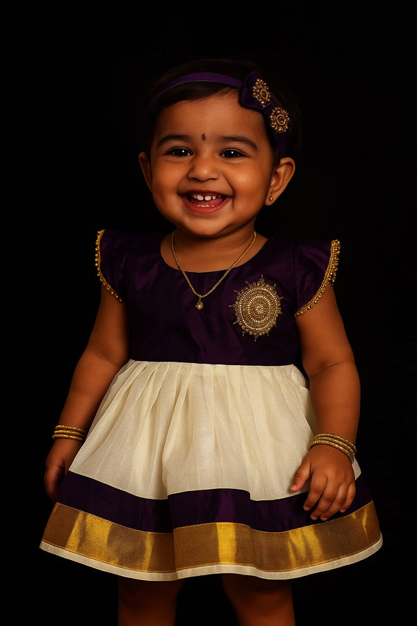 Cotton Set Mundu dress for baby girl’s Choroonu or Naamkaran