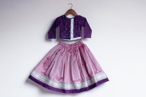 Silk cotton party dress for girl child in vibrant color