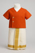 Traditional Baby Boy Dhoti Kurta Set – Red & White with Golden Border | Festive Outfit for Diwali & Special Occasions