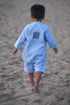 Boys Shirt and Shorts Set Blue Linen Blend