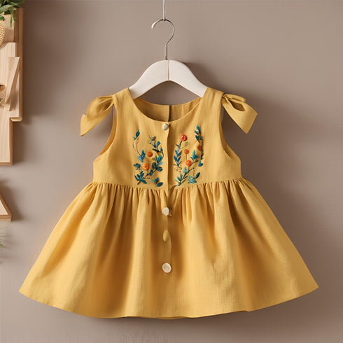 Yellow Linen frock for kids (Ages 2 to 10)