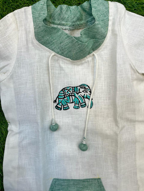 Boys Shirt with Green Linen Blend 