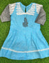 Kids Girls Dress Blue 100% Linen Lace Collared – Block Printed