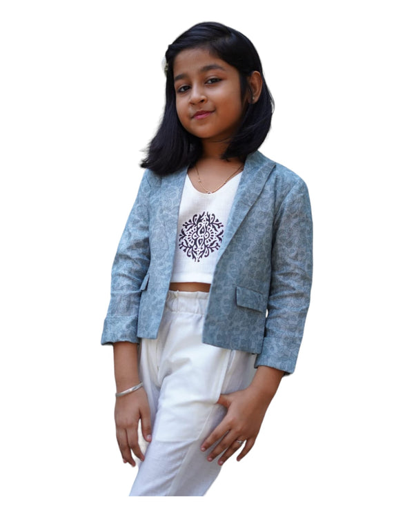 Girls 3-Piece Linen Blazer Set