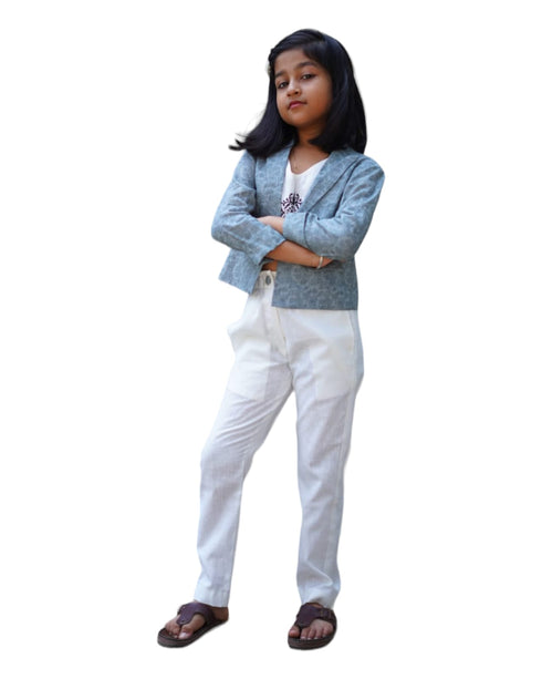 Girls 3-Piece Linen Blazer Set