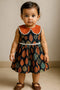 Ajrakh cotton frock with lace detail for girl aged 2 to 6 years