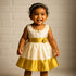 Girl wearing traditional Kerala set mundu cotton dress for Onam

