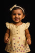 Ethnic handloom frock with Kantha stitch – breathable cotton dress for girls
