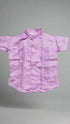 Boy wearing silk cotton kurta shirt with Kantha embroidery and white pant set (age 2, 4, 6 years)
