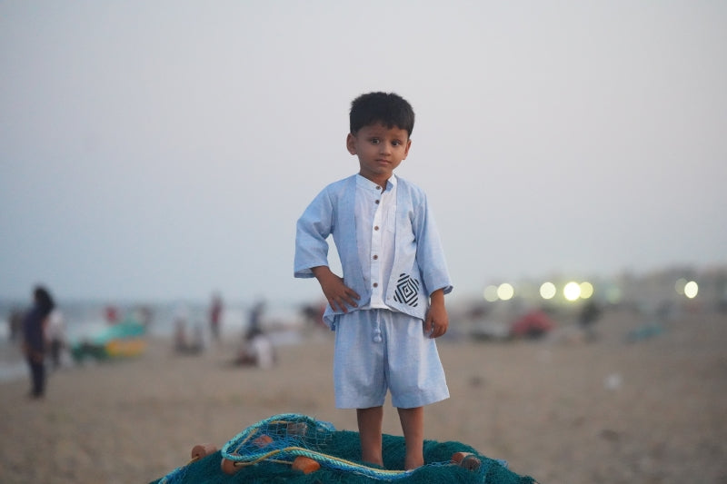 Boys Blue Linen Set 