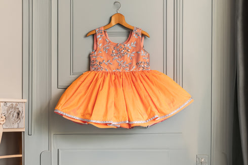 Kids Girls Silk Cotton Embroidery Dress Frock Festive Collections ( Ages 0 to 6 yrs)