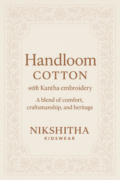 Handmade Kantha Embroidery Blue Shirt for Boys (2-7 Years) | Premium Handloom Cotton