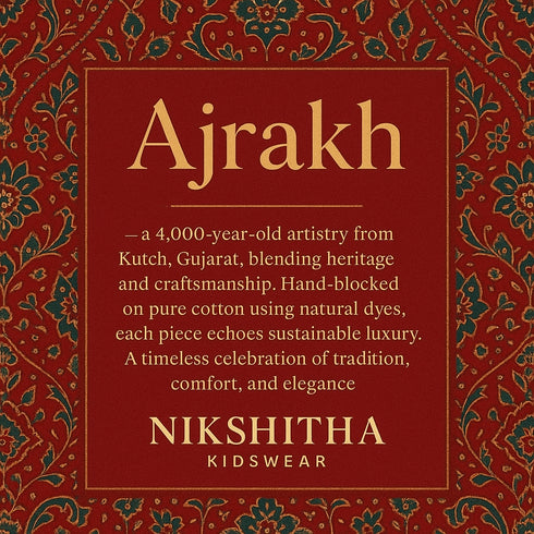 Ajrakh Cotton Frock for Girls (2–10 Years) – Handcrafted Ethnic Dress